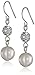 Cream Color Simulated 8mm Pearl and Pave Fireball Drop Earrings
