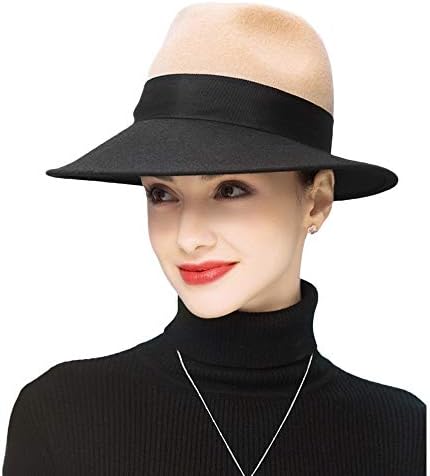 F FADVES Wide Brim Fedora Womens Wool 