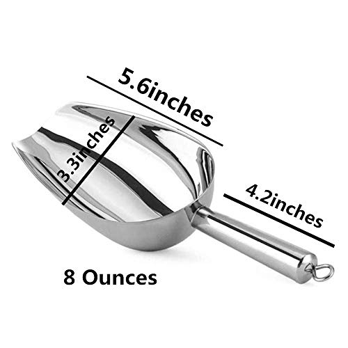 JSDOIN Stainless Steel Ice Scoop,Small Metal Scoops for Kitchen Bar Party Wedding,Heavy Duty Dishwasher Safe - 8 Ounces