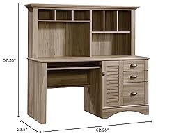 Sauder Harbor View Computer Desk with Hutch, Salt