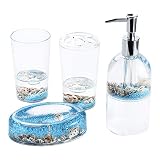 Locco Decor 4 Piece Acrylic Liquid 3D Floating Motion Bathroom Vanity Accessory Set Conch