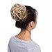 Benehair Scrunchy Updo Wavy Straight Hair Bun Clip Messy Donut Chignons Synthetic Hairpiece Hair Extension (light ash brown & bleach blonde-thicker)