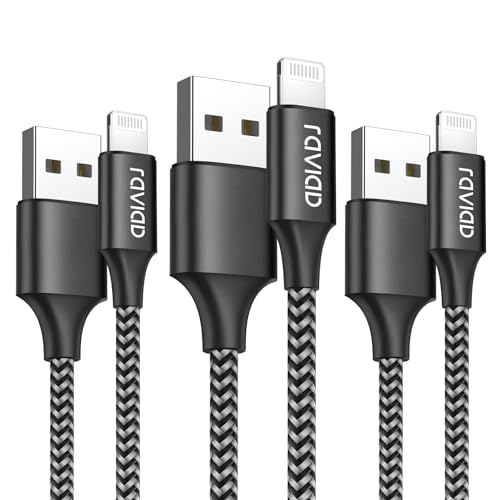 RAVIAD iPhone Charger Cable 2M 3Pack [MFi-Certified] iPhone Cable Fast Charging Nylon Braided USB Lightning Cable for iPhone 14 13 12 11 XS MAX XR X 8 Plus 7 Plus 6S 6 Plus 5 5S 5C SE, iPad