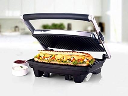 Borosil Jumbo 1000-Watt Grill Sandwich Maker (Black)
