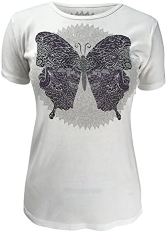 Green 3 Doily Purple Butterfly Short Sleeve T Shirt (White) - 100% Organic Cotton Womens Tshirt, Made In The USA (X-Large)
