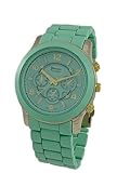 Geneva Platinum 9158 Women's Decorative Chronograph-style Matte Finish Link Watch- Mint