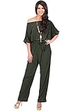 KOH KOH Women's Flattering One Shoulder 3/4 Sleeve Versatile Jumpsuit Playsuit Romper