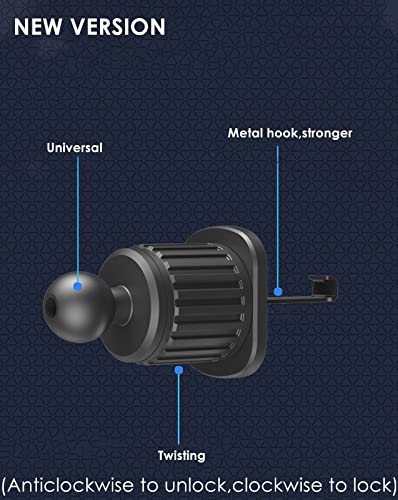 HULPPRE Car Phone Holder Mount for Transversal/Vertical Vent, [Upgraded Never Fall Metal Clip] Handsfree Cell Phone Holder for Car,Compatible With All Phones