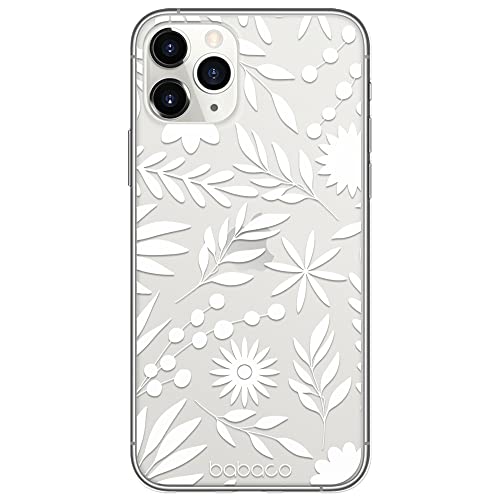 BABACO Funda para teléfono móvil de ERT Group para iPhone 11 Pro MAX Original y con Licencia Oficial diseño Flowers 023 Adaptada a la Forma del teléfono móvil, parcialmente Transparente
