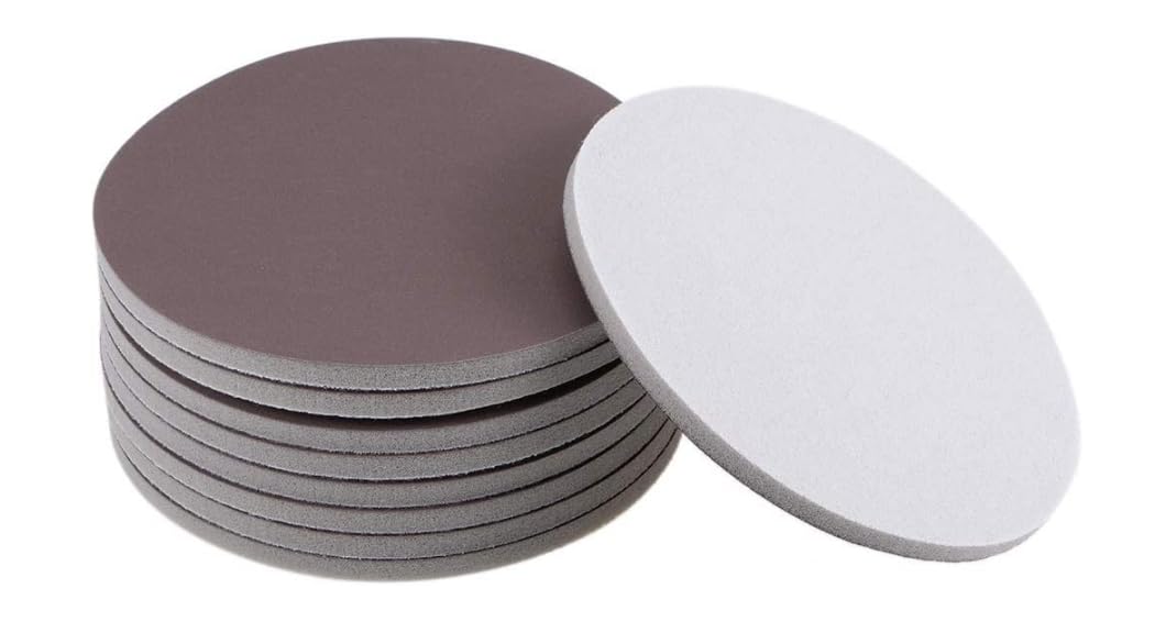 MACHSWON 5 Inch Sander Pad Sanding Sponge for Auto Wood Drywall Metal Brown Corundum 800-1000 Grit 6Pcs