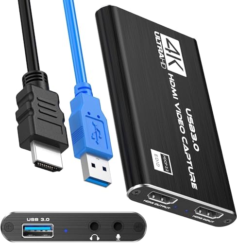 VIXLW 4K HDMI Video Capture Card, USB3.0 1080P 60FPS Video Recorder, Nintendo Switch Capture Card for Streaming Gaming and Broadcasting, Xbox Series X/S, Xbox One X/S, PS4, PS5, OBS, Camera, PC