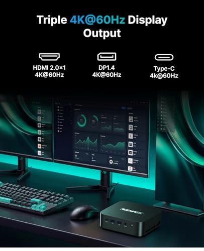 ACEMAGIC M1 AMD Ryzen 7 7735HS Mini PC (8C/16T, 4.75GHz), 24GB LPDDR5 512GB NVMe SSD Mini Desktop Computer, Windows 11 Pro/4K Triple Display/WiFi 6/BT 5.2 Micro Gaming PC