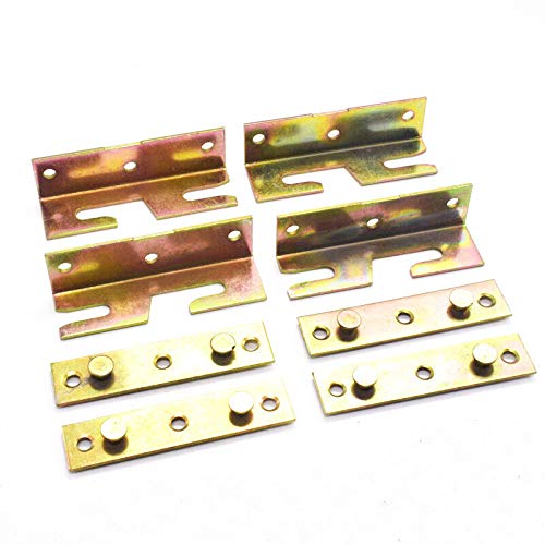 Bed Rail Bracket, Tiberham 4 Sets Non-Mortise Bed Hinge Fixing Connector, Heavy Duty Bed Rail Faster Fitting Hardware