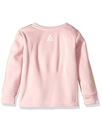 Reebok - Sudadera de forro polar con logotipo de purpurina para niñas, 2 piezas, pantalones Jog
