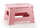 StepSafe? Non Slip Folding Step Stool For Kids and Adults with Handle- 9 in Height, Holds up to 300 Lb! (pink) by StepSafe