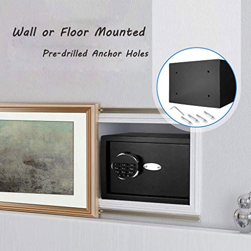 Electronic Security Safe Box Digital Safe-Electronic Steel Safe Keypad Lock Use Storage Money Jewelry Passports Valuables Gun Cash for Home & Business [US Stock] (Black, 13.8"9.8"9.8") - Thumbnail 5