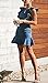 MYHALF Women's Casual Round Neck Ruffle Trim Sleeveless Denim A Line Mini Dress (Blue)