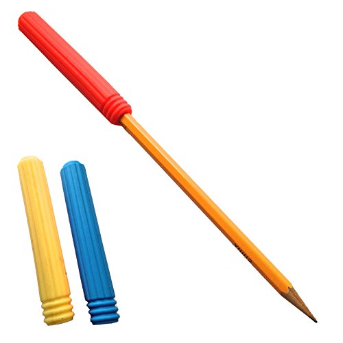 Textured Pencil Toppers by Fun And Function - Oral Therapy and Sensory Room Equipment - Fidget Pencil Topper - Pack of Three in Bright Colors (Yellow, Red, Blue)