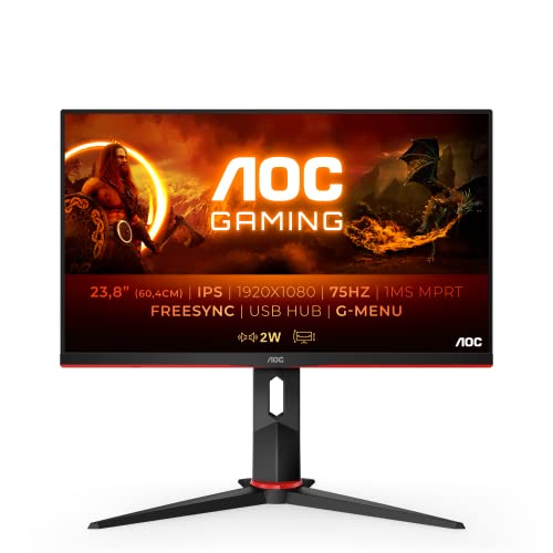 Aoc 24G2U5/Bk Écran Plat De PC 60,5 Cm (23.8") 1920 X 1080 Pixels Full Hd Led Noir 24G2U5/Bk, 60,5 Cm (23.8"), 75Hz, 1920 X 1080 Pixels, Full Hd, Led, 1 Ms, Noir