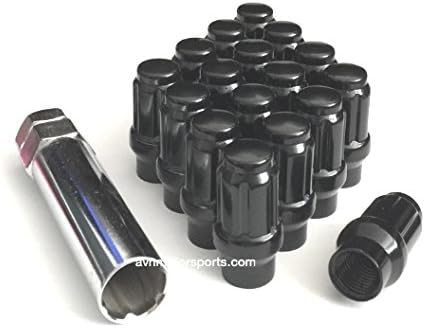(24pcs) 12x1.5 Black Closed End ET (Extended Thread) Spline Lug Nuts Aftermarket Wheels Tuner Lug Nuts Honda Acura Mazda Toyota Lexus