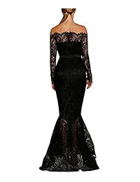 Lalagen vestido de boda de corte sirena con encaje floral de manga larga con hombros descubiertos para dama