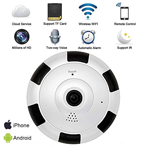 WiFi IP Camera 360 Degree Camera Surveillance Home Security Wireless Camera 1080p Full HD Wide Lens, Night Vision 2 Way Audio for Home/Office/Nanny/Pet/Baby Monitor Cam with iOS, Android App - Thumbnail 5