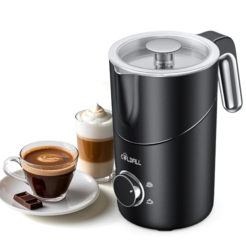 COLDFILL Electric Milk Frother 8-in-1, Automatic Milk Frother 400 ml for Hot & Cold Foams, Dishwasher Safe, Quiet, Removable, for Cappuccino, Oat Milk, Latte, Soy Milk