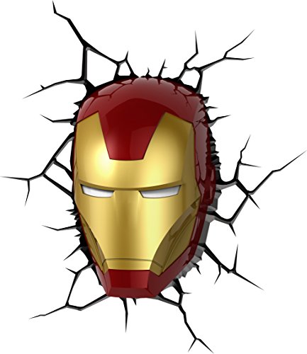 3D Light FX Marvel Mini 3D Deco Wall LED Night Light with Crack Wall Sticker, Iron Man