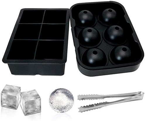 Teagas Silicone Ice Tray Easy Release 2inch Large Ice Cube Tray with Lid and Ice Cube Clips for Whiskey Cocktail and Drinks in Bar Home BPA Free Ice Cube Trays (2pc/Pack)