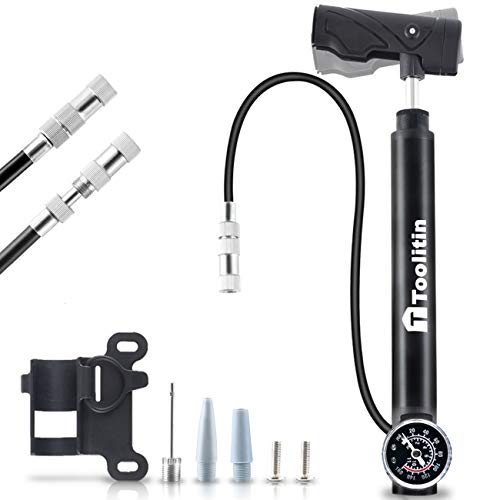 Toolitin Mini Bike Pump with Gauge, Accurate Inflation Portable Frame