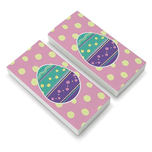 Cute Easter Egg Turquoise Purple Polka Dots Eraser Set of 2