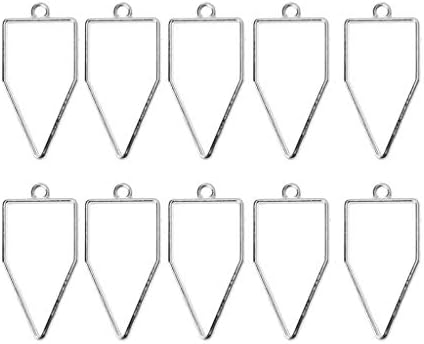 JunYe 10Pieces Frame Pendant Open Back Bezel Geometric Hollow Frame Resin Jewelry Making - 3 - Silver