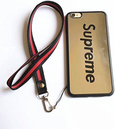 iPhone 6 Plus and 6S Plus Supreme Case,Wellfun Reflective Mirror Case Jumpman Cover with Soft Neck Lanyard.Shockproof Resistant Case for iPhone 6 Plus and 6S Plus Case 5.5 Inch. (Black)