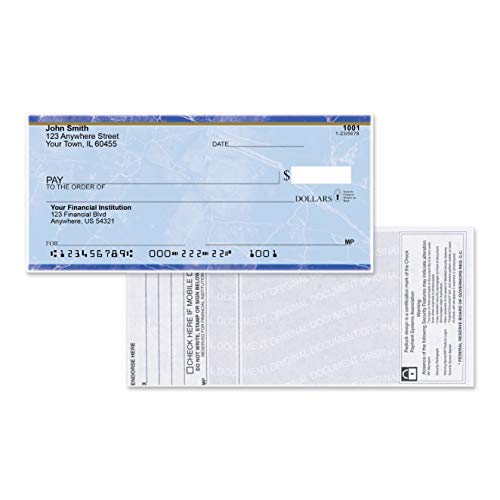 Value Price Blue Marble Top Tear Personal Checks (1 Box of Singles, Qty. 125)