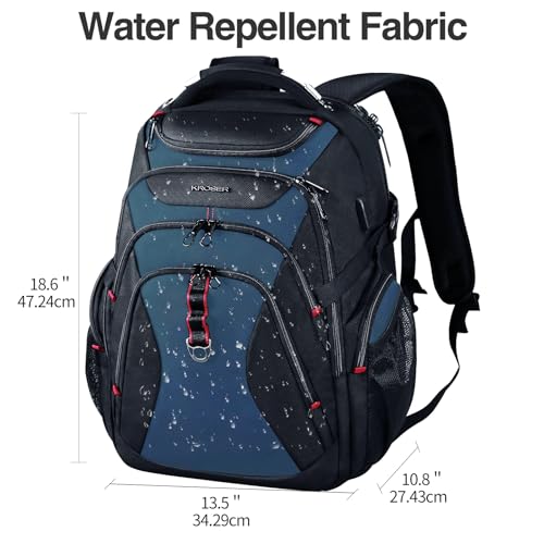 KROSER Travel Laptop Backpack Heavy Duty Computer Backpack with Hard Shell Saferoom RFID Pockets Water-Repellent Business College Daypack Stylish School Laptop Bag for Men/Women