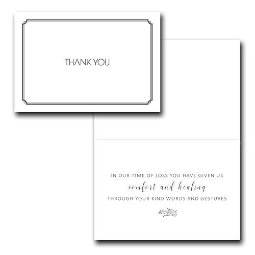 Funeral Sympathy Thank You Cards with Decorative Envelopes - Set of 20 cards - Includes Stickers to close Envelope