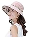HINDAWI Sun Hats for Women Packable Wide Brim UV Protection Beach Hat,Pink