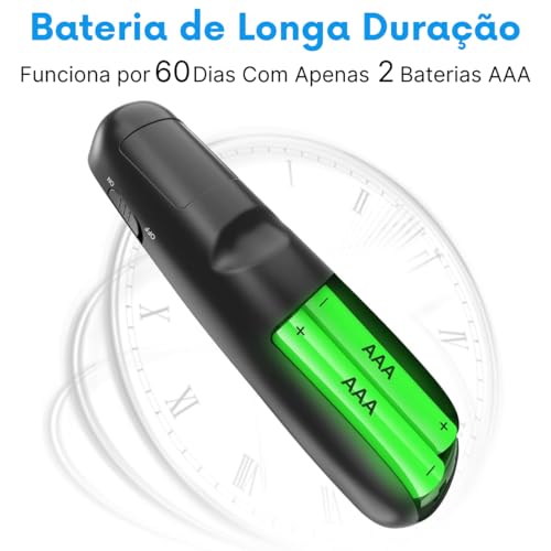 Passador de Slides Sem Fio Laser Vermelho Receptor USB A e USB C Embutido Apresentador de Slides 30m Mac Windows iPad Canva PowerPoint PDF Pilhas Inclusas