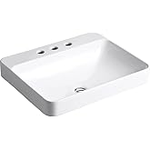 KOHLER K-2660-8-0 Vox Rectangle Vessel with Widespread Faucet Holes, White