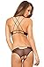 Rene Rofe Womens Lingerie Sexy Lace Half Cup Bra & Cheeky Crotchless Panties Set (Small / Medium) Black