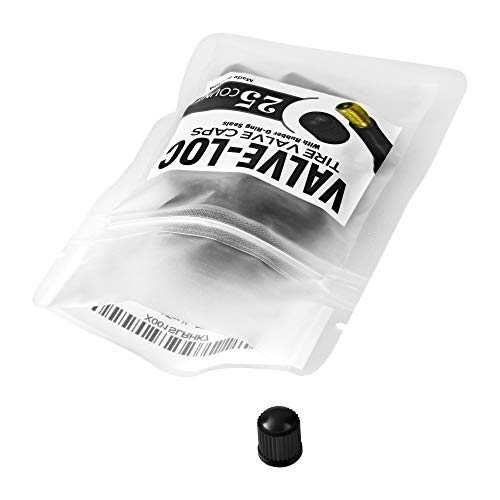 image for Valve-Loc Tire Valve Caps (25-Pack) Black, Universal Stem Covers for C