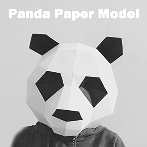 GORDESC 1 PC Panda 3D Puzzle Paper Model Cute Party Cosplay Animal Mask Pandaman Origami Mask Paper Mold Cardboard DIY Supplies