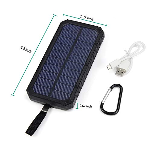 Solar Charger, STOON 15000mAh Solar Power Bank Phone Charger with Dual USB Ports for iPhone, iPad, Galaxy and More, Portable External Battery Pack with 6 LED Lights for Outdoor Camping Travelling