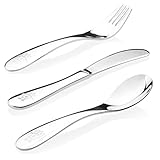 Kiddobloom Kids Stainless Steel Utensil Set, Robot Model, set of 3 (Spoon, Fork, and Butter Knife) Perfect for Preschoolers