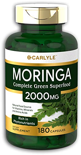 Carlyle Moringa Oleifera 2000mg Superfood 180 caps Non-GMO, Gluten Free