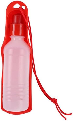Purple Buddah Dog Water Bottle Feeder With Bowl 16.9oz/500ml Plastic Portable Water Bottle Pets Outdoor Travel Pet Drinking Water Feeder Bowl (red)