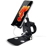 Apple Watch Phone Stand,Foldable Charging Station Desk Holder,Dock,Cradle for iPhone 7/7Plus/6s/6/Plus/5s, iWatch 38mm/42mm, Cell Phone And Most Smartphones Android By Hunter-K(Black)