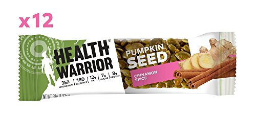 Health Warrior Pumpkin Seed Protein Bars, Cinnamon Spice, 8g Plant Protein, Gluten Free, 12 Count