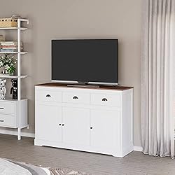 Keyluv White Buffet Cabinet Storage Sideboard