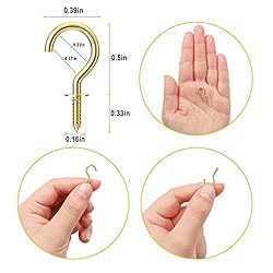 RELBRO 100 Pcs Small Screw Hooks, 1/2 Inch Gold